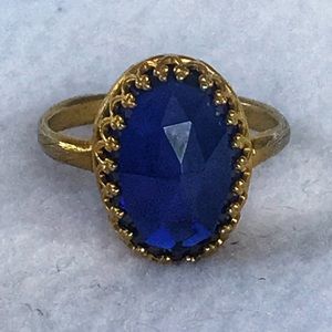 Blue Corundum Kevia Rococo Gold Ring